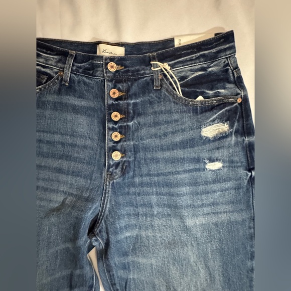 Kancan Ariena Ultra High Rise 90's Flare Jeans Distressed Button Fly NWT - Picture 6 of 8